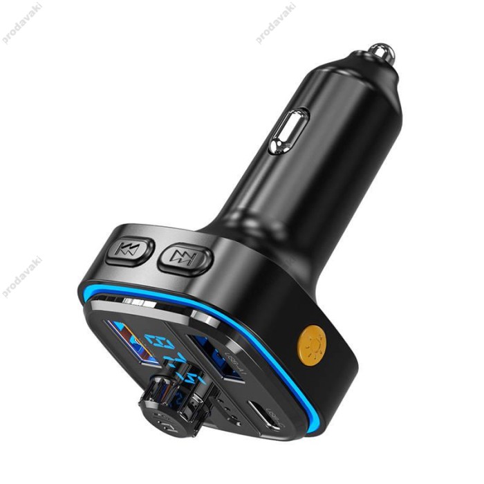 FM - трансмітер XO BCC08 Car Charger with Ambient Light PD 2USB 3.1A black