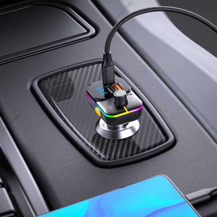 FM - трансмітер XO BCC09 Smart Bluetooth TF card +PD 25W Car charger Black