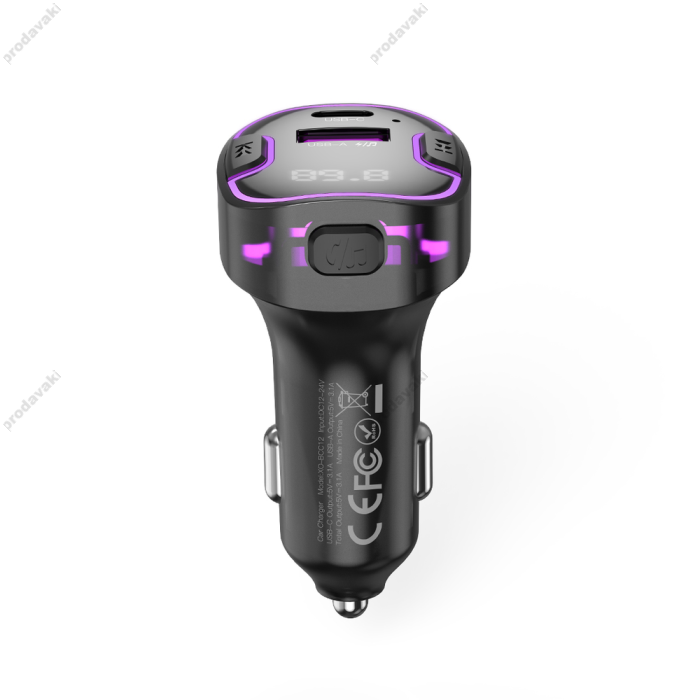 FM - трансмітер XO BCC12 Intelligent Bluetooth 3.1A Car Charged Black