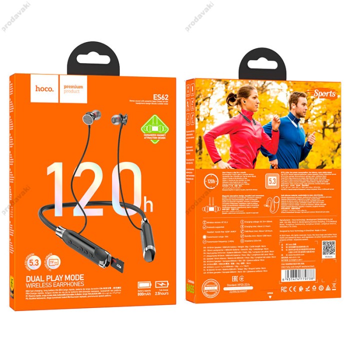 Бездротові Bluetooth навушники Hoco ES62 Pretty neck-hang BT 5.3 Black