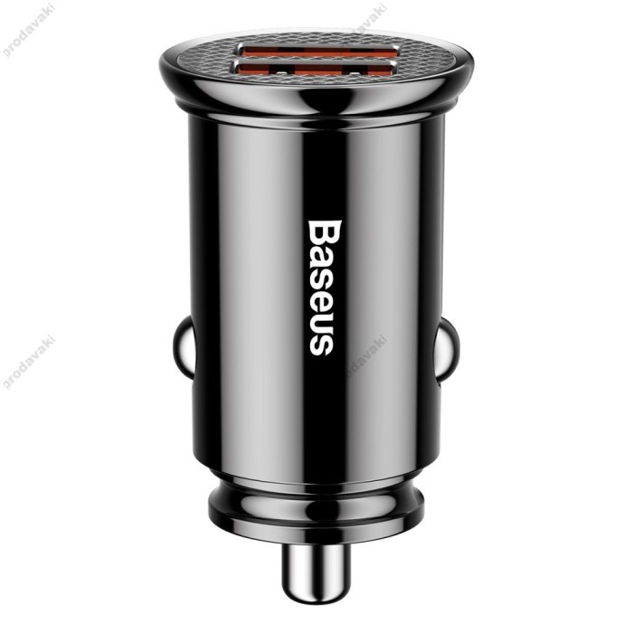 Автомобільний зарядний пристрій Baseus Circular Plastic A+A QC3.0 5A 30W Black CCALL-YD01