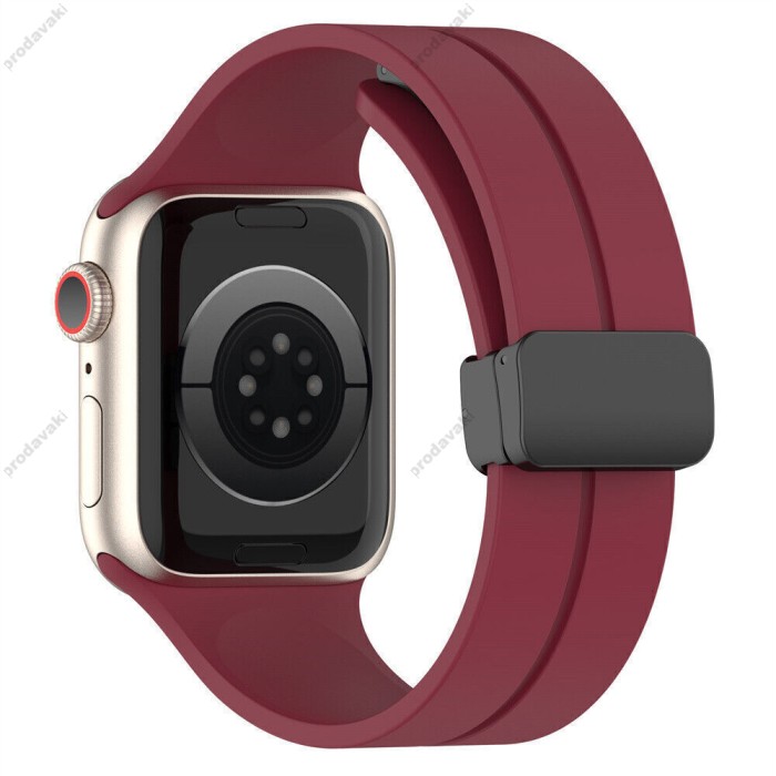 Ремінець Magnetic Silicone Strap Wrist Band для Apple Watch 38mm / 40mm / 41mm Red wine