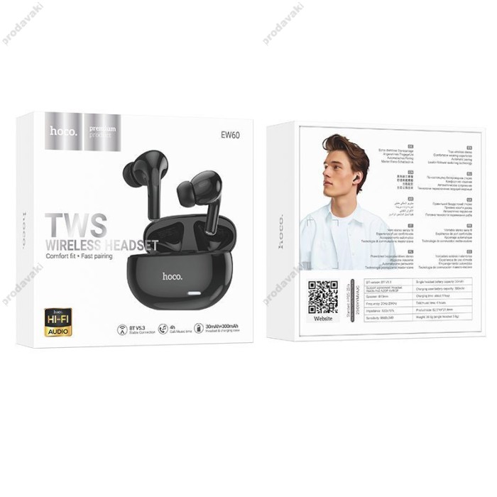 Бездротові Bluetooth навушники Hoco EW60 Norman true wireless headset BT 5.3 Black