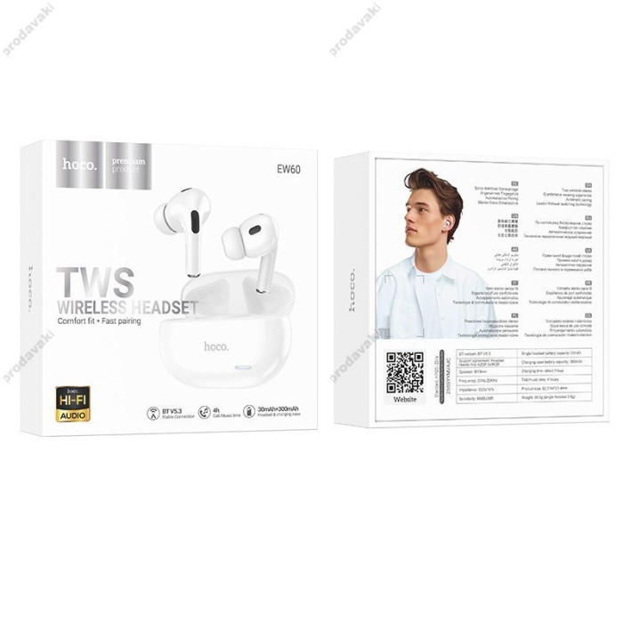Бездротові Bluetooth навушники Hoco EW60 Norman true wireless headset BT 5.3 White