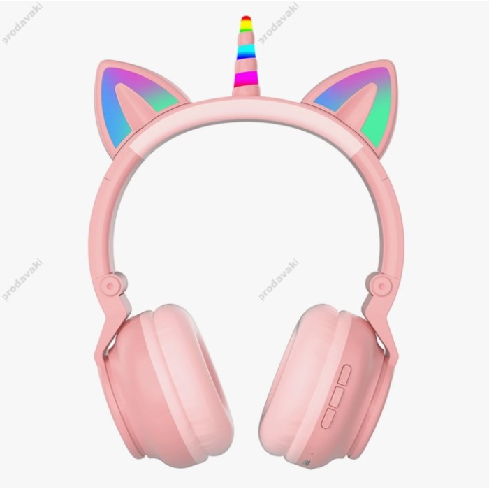 Бездротові Bluetooth навушники LED CH UNICORN STN-27 Pink