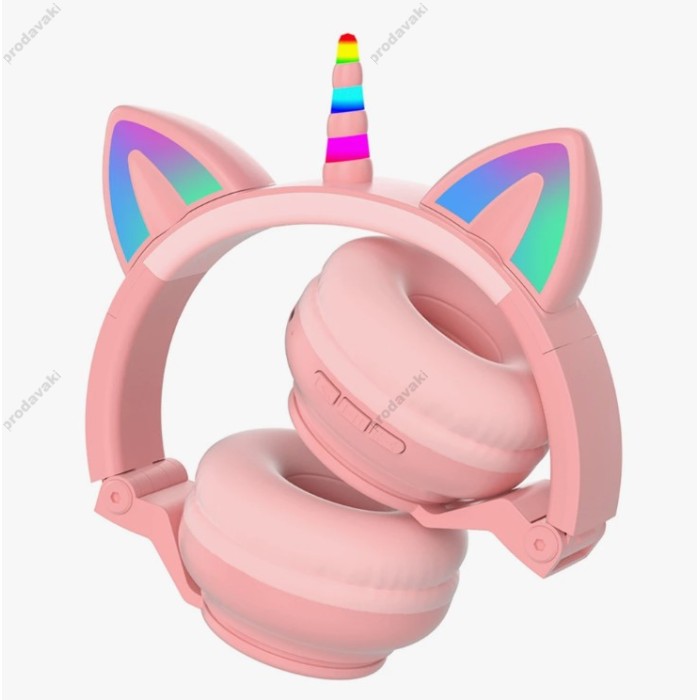 Бездротові Bluetooth навушники LED CH UNICORN STN-27 Pink