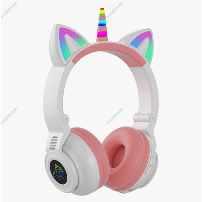 Бездротові Bluetooth навушники LED CH UNICORN STN-27 White