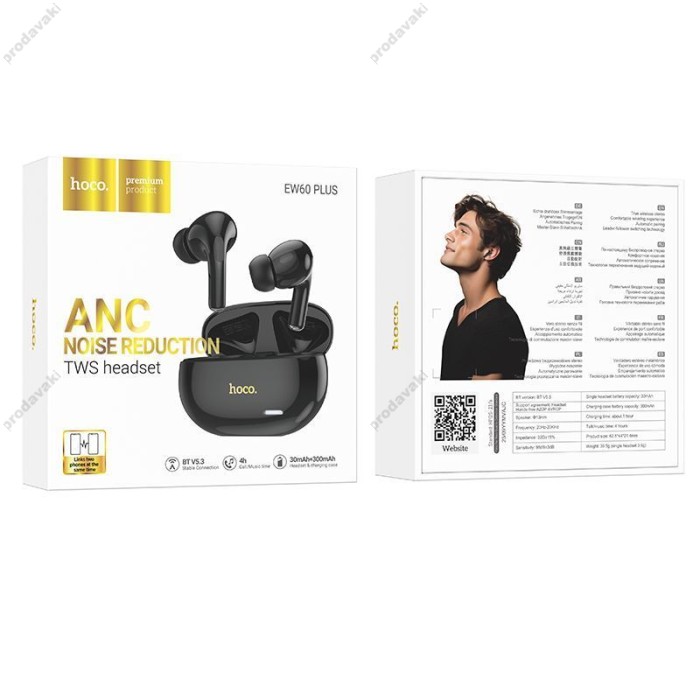 Бездротові Bluetooth навушники Hoco EW60 Plus Norman true wireless ANC headset BT 5.3 Black