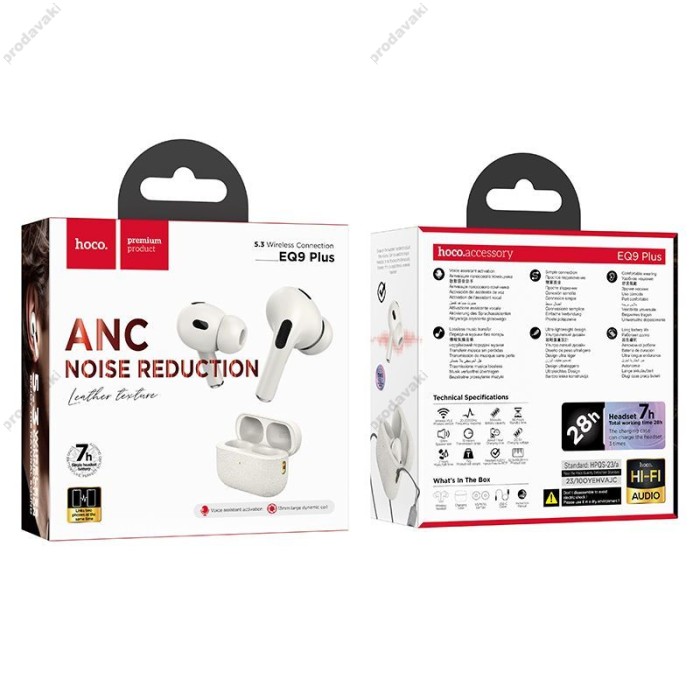 Бездротові Bluetooth навушники Hoco EQ9 Plus Duke true wireless ANC Noise Reduction BT 5.3 Milky white