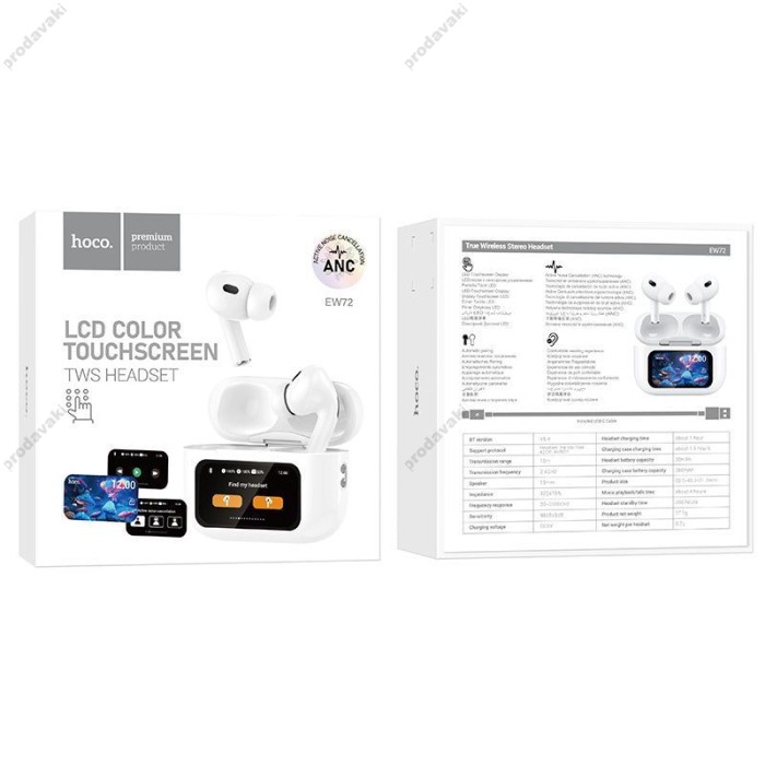 Бездротові Bluetooth навушники Hoco EW72 Soar true wireless ANC Noise Reduction Touch Screen BT 5.3 White