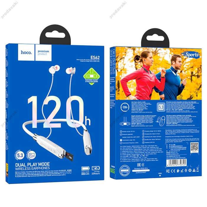 Бездротові Bluetooth навушники Hoco ES62 Pretty neck-hang BT 5.3 Grey