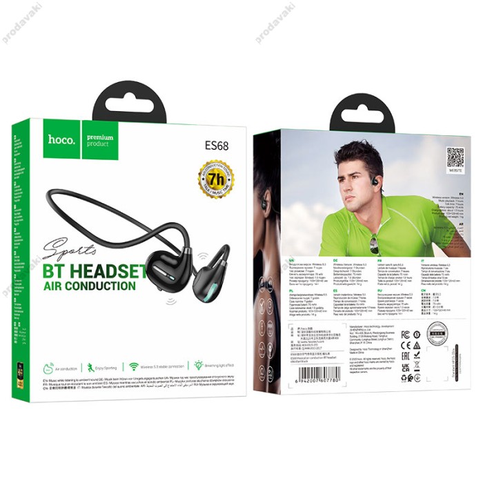 Бездротові Bluetooth навушники HOCO ES68 Musical air conduction headset BT 5.3 Black
