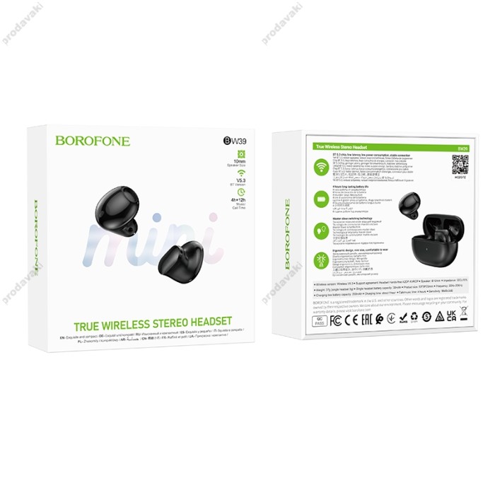 Бездротові Bluetooth навушники BOROFONE BW39 Enjoy true wireless headset BT 5.3 Black