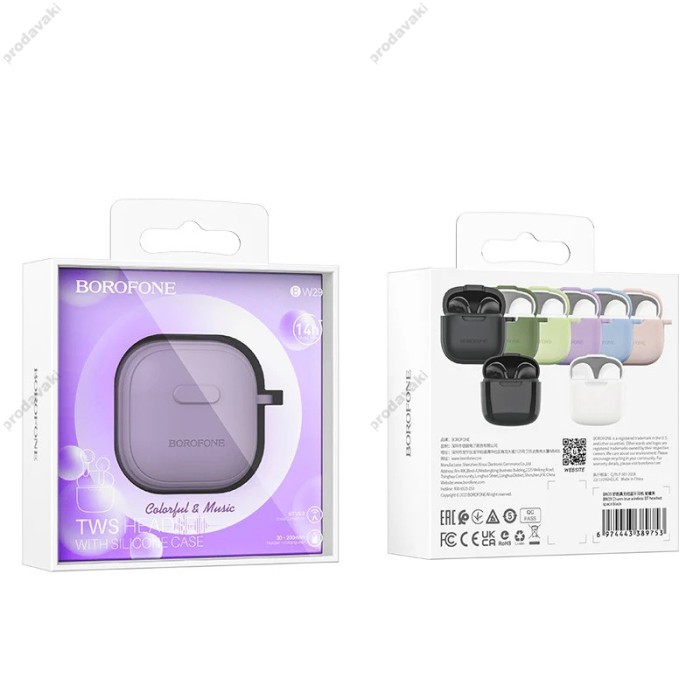 Бездротові Bluetooth навушники BOROFONE BW29 Charm true бездротовий headset TWS BT 5.3 Purple