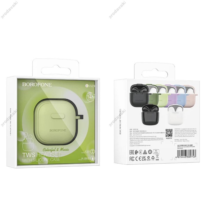 Бездротові Bluetooth навушники BOROFONE BW29 Charm true бездротовий headset TWS BT 5.3 Green
