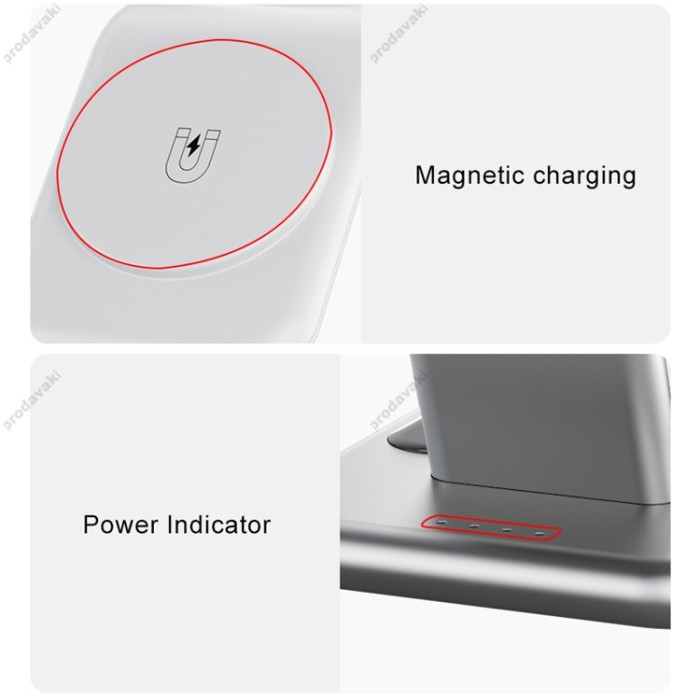 Бездротова зарядка стенд Smart Y10 3 in 1 Fast 15W MagSafe white
