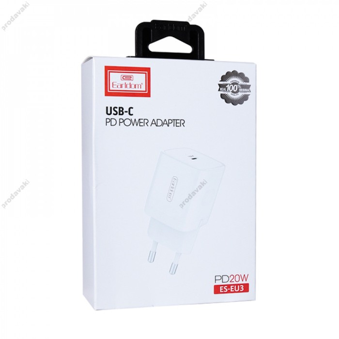 Мережевий зарядний пристрій Earldom ES-EU3 Home Charger 20W White