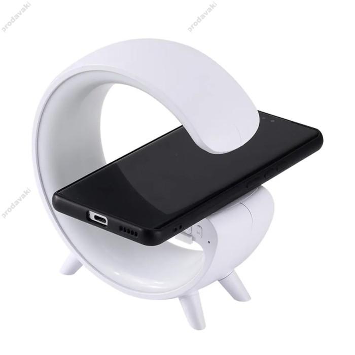 Бездротова зарядка стенд Колонка LED 6G3 mini RGB WIRELESS FAST CHARGE 15W Black
