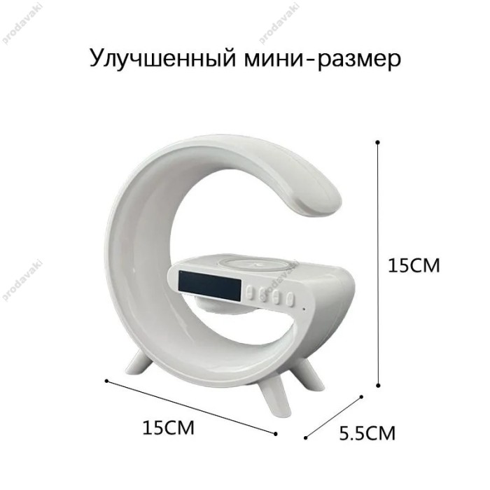 Бездротова зарядка стенд Колонка LED 6G3 mini RGB WIRELESS FAST CHARGE 15W Black