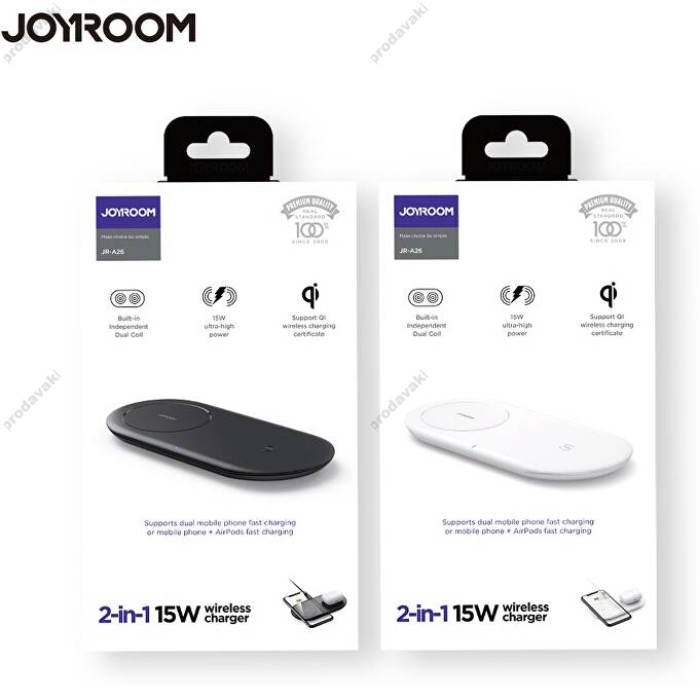 Бездротова зарядка JoyRoom 2 in 1 Make simple RJ-A26 Black