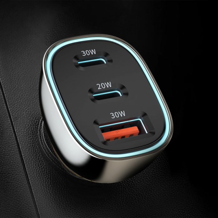 Автомобільний зарядний пристрій WiWU PC700 Dual Type-C+USB PD 80W Car Charger