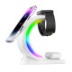 Бездротова зарядка стенд T17 3 IN 1 MagSafe RGB Light (iPhone, iWatch, AirPods) White