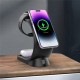 Бездротова зарядка стенд T17 3 IN 1 MagSafe RGB Light (iPhone, iWatch, AirPods) Black