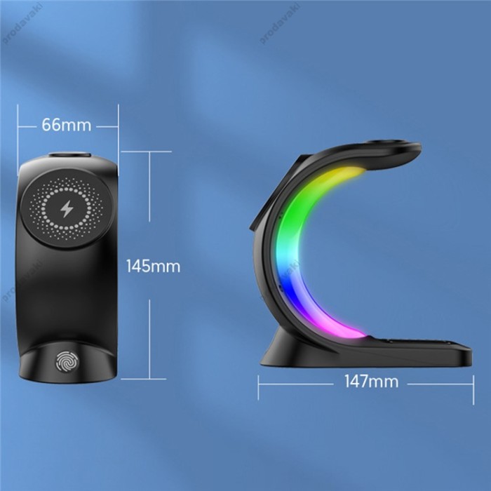Бездротова зарядка стенд T17 3 IN 1 MagSafe RGB Light (iPhone, iWatch, AirPods) Black