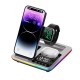 Бездротова зарядка стенд A93 5 IN 1 NEW AUTOMATIC (iPhone, iWatch, AirPods) 25W Silver