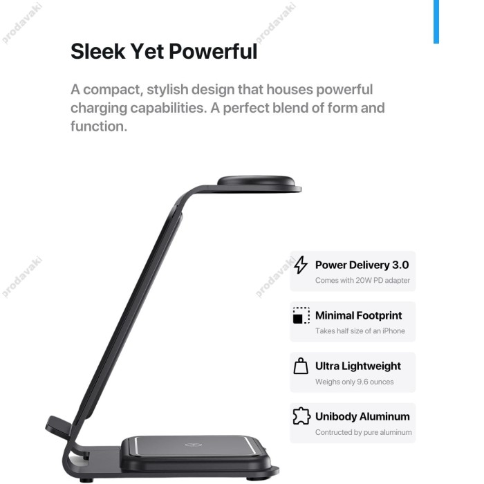 Бездротова зарядка стенд 3 in 1 Y93 Ultra-Thin Smart Pure Metal WL 15W Sierra Blue