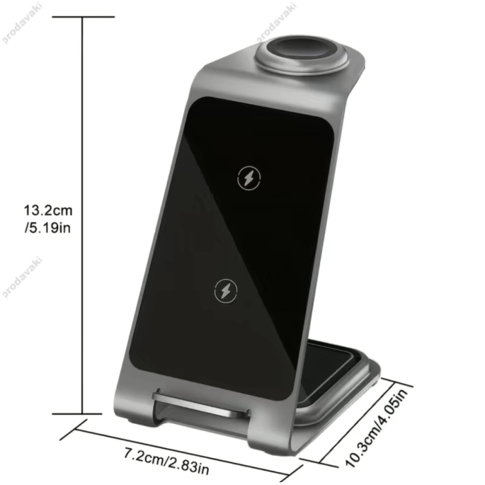 Бездротова зарядка стенд 3 in 1 Y93 Ultra-Thin Smart Pure Metal WL 15W Sierra Blue