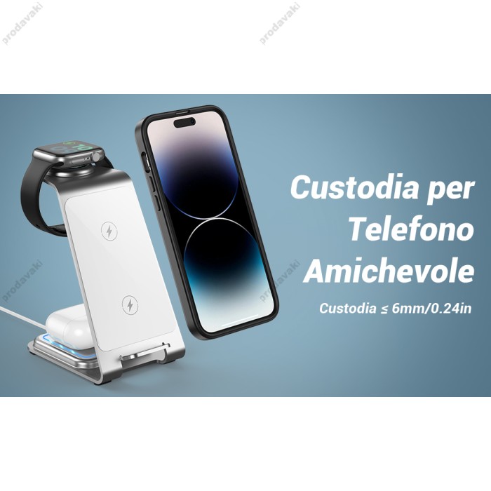 Бездротова зарядка стенд 3 in 1 Y93 Ultra-Thin Smart Pure Metal WL 15W Sierra Blue