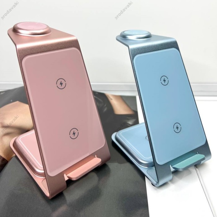 Бездротова зарядка стенд 3 in 1 Y93 Ultra-Thin Smart Pure Metal WL 15W Sierra Blue