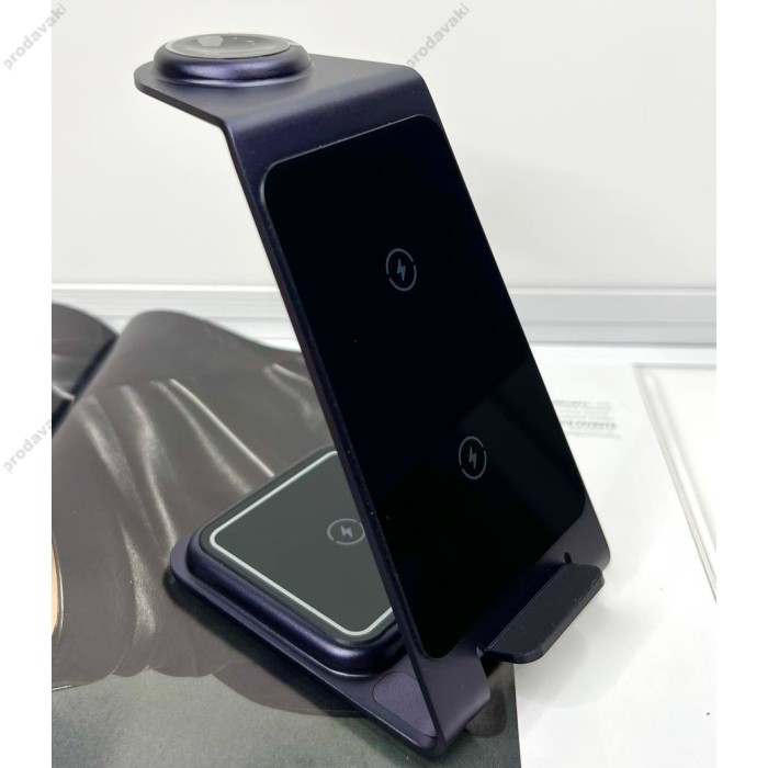 Бездротова зарядка стенд 3 in 1 Y93 Ultra-Thin Smart Pure Metal WL 15W Sierra Blue