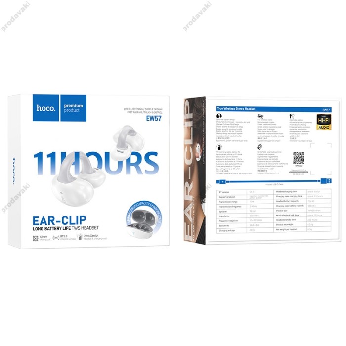 Бездротові Bluetooth навушники HOCO EW57 Auspicious clip-on true бездротовий headset BT 5.3 White