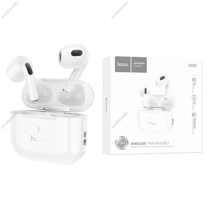 Бездротові Bluetooth навушники HOCO EW58 True wireless stereo headset BT 5.3 White