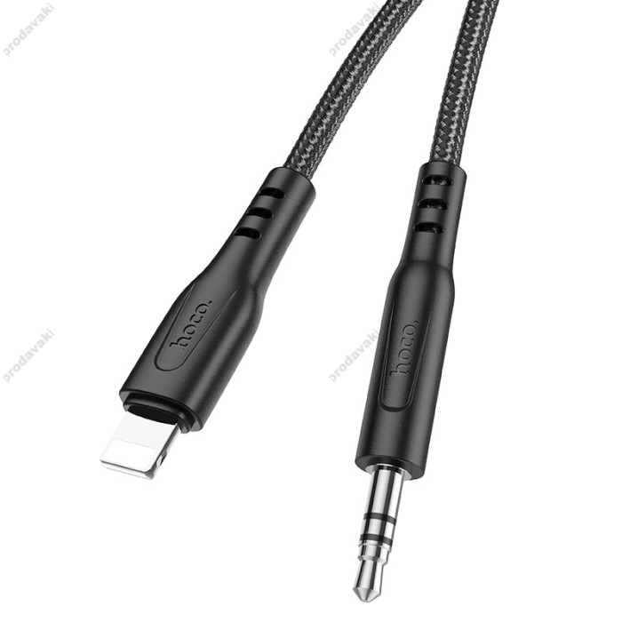 Кабель (подовжувач) AUX Hoco UPA18 Jack 3.5mm - Lightning 1m Black