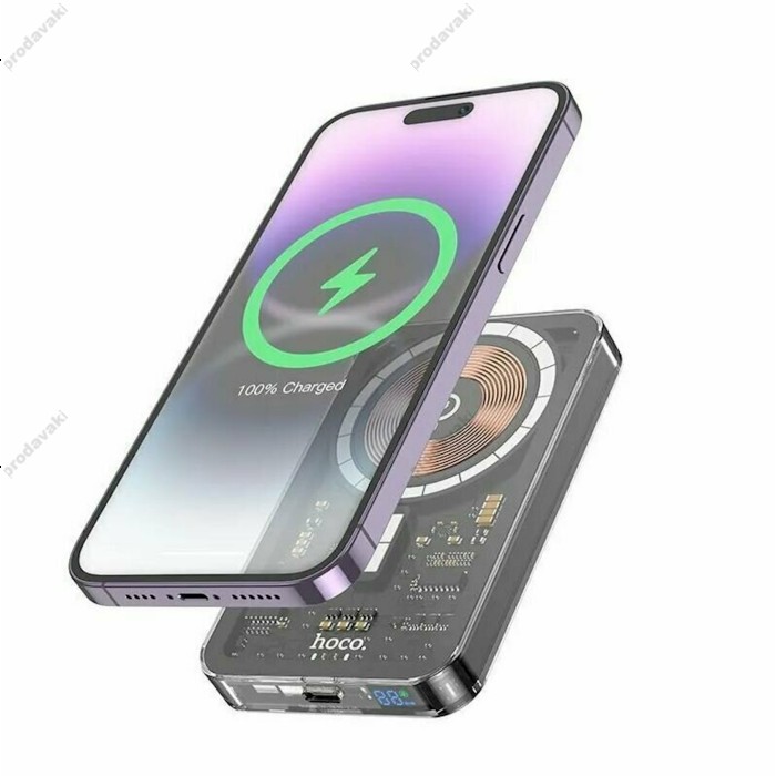Повербанк портативний акумулятор Power bank Hoco Q14 MagSafe Ice Crystal magnetic PD 20W 5000 mAh Black