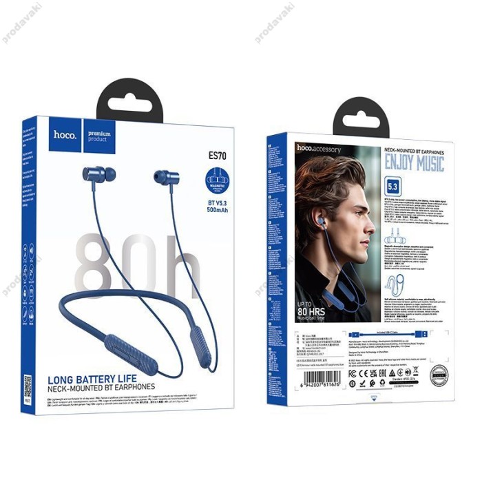 Бездротові Bluetooth навушники HOCO ES70 Armour neck-mounted earphones BT 5.3 Blue