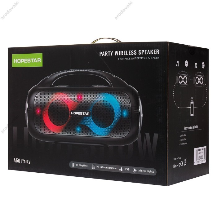Портативна колонка Bluetooth Hopestar A50 Party 80W Black
