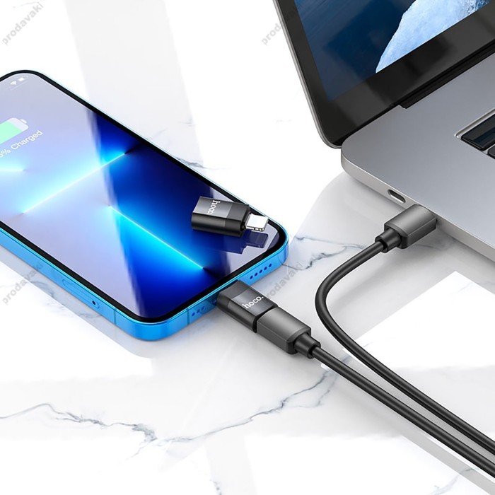 Перехідник Hoco UA17 Adapter Lightning To Type-C Black