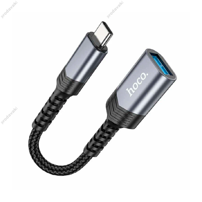 Перехідник Hoco UA24 Adapter OTG Type-C To USB Metal Gray