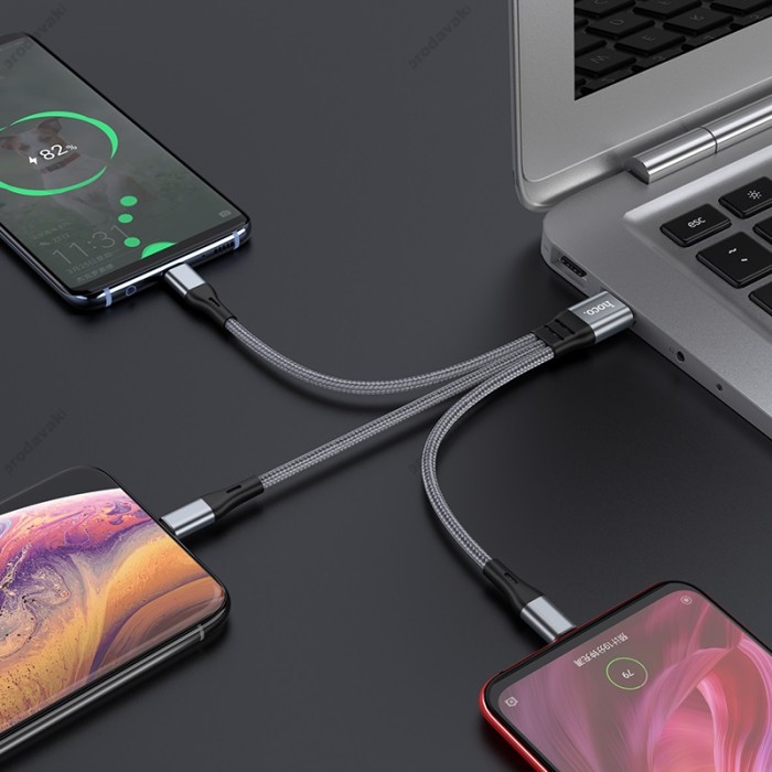Кабель Hoco X47 Cable 3 in 1 Type-C / Lightning / Micro-USB 2A 0.25m Black