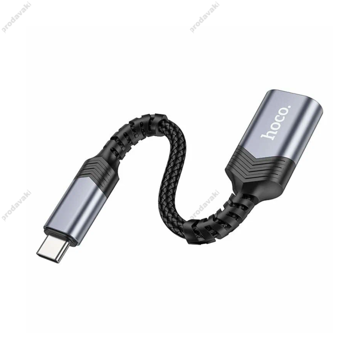 Перехідник Hoco UA24 Adapter OTG Type-C To USB Metal Gray