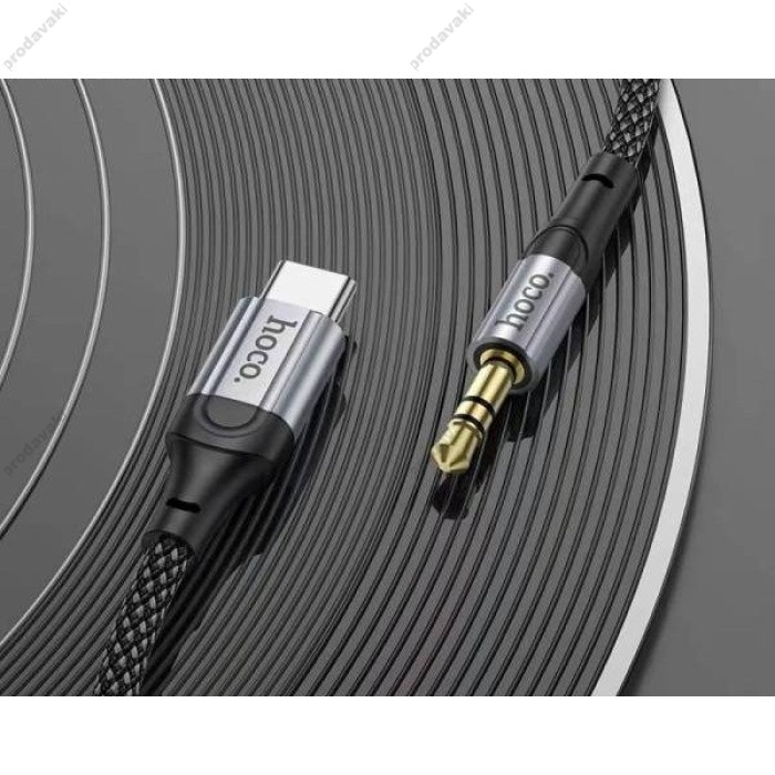 Аудіоадаптер Hoco UPA26 Cable Aux to Type-C 1m Black