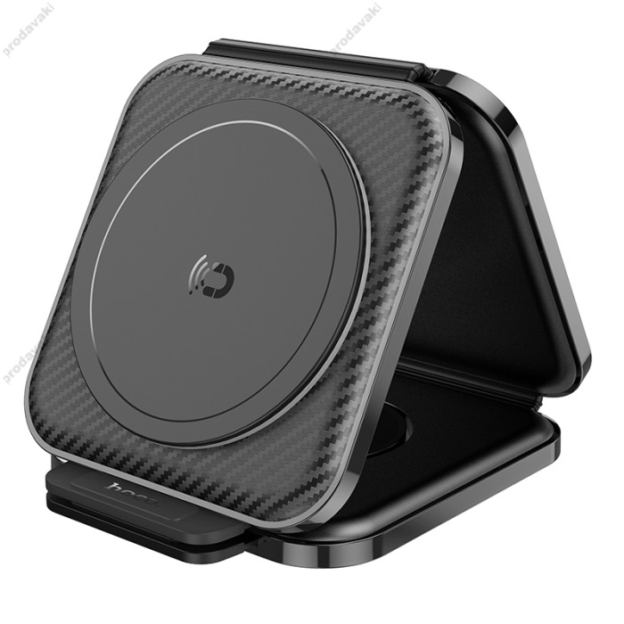 Бездротовий зарядний пристрій Hoco CQ4 Magnetic Wireless Charger 3 in 1 Black