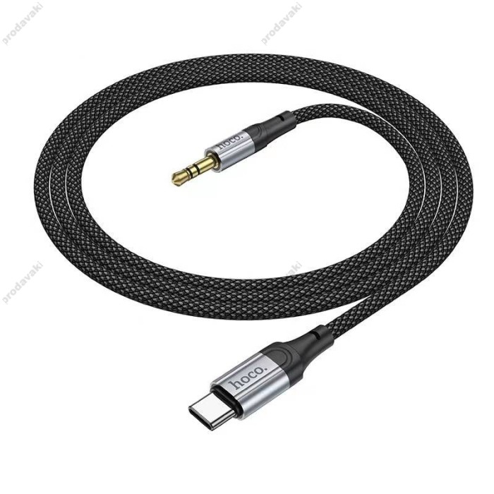 Аудіоадаптер Hoco UPA26 Cable Aux to Type-C 1m Black