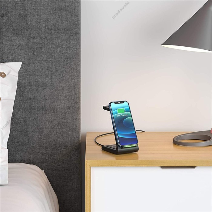 Бездротове заряджання стенд Smart 3 in 1 T3 Fast 15W (iPhone+Apple Watch+AirPods) Black