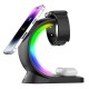 Бездротова зарядка стенд T17 3 IN 1 MagSafe RGB Light (iPhone, iWatch, AirPods) Black