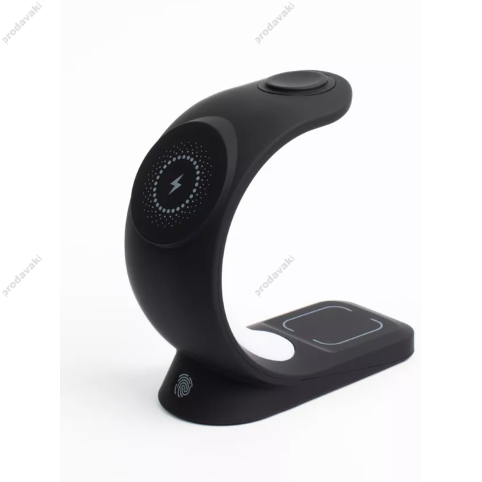 Бездротова зарядка стенд T17 3 IN 1 MagSafe RGB Light (iPhone, iWatch, AirPods) Black